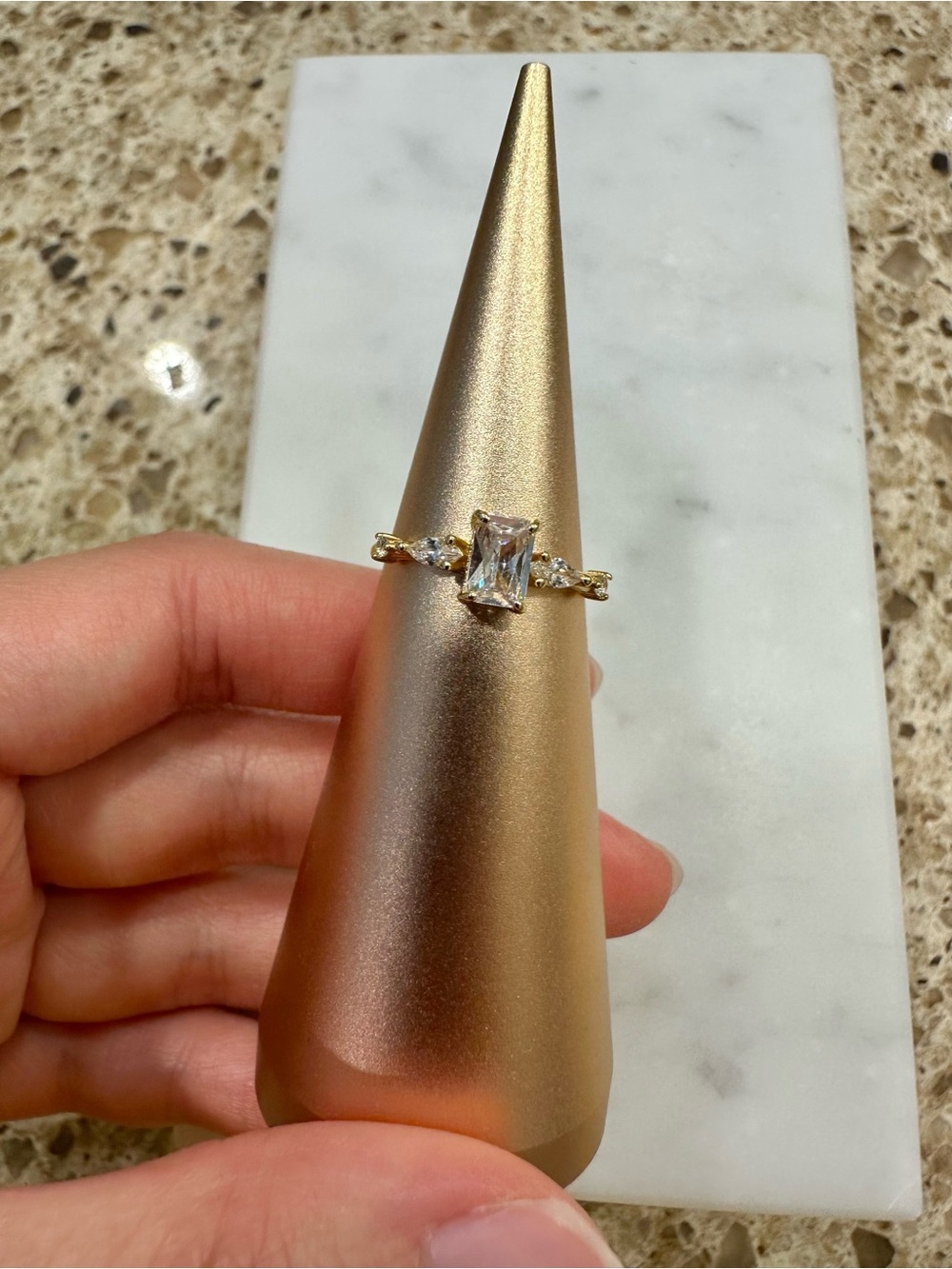 Emerald cut ring